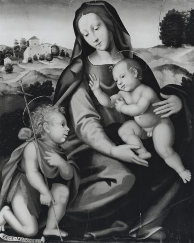 Studio Fotografico Perotti — Anonimo fiorentino - sec. XVI - Madonna con Bambino e san Giovannino — insieme